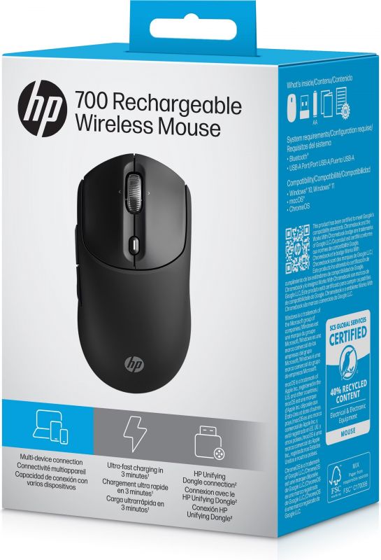 Миша HP 700 Rechargeable, WL/BT, чорний