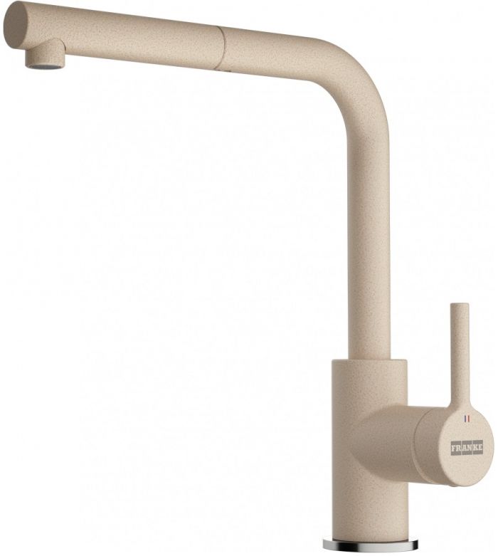 Змішувач для кухні Franke Lina L Pull Out, довж.виливу - 218мм, поворотний, 1важіль, витяжний, бежевий