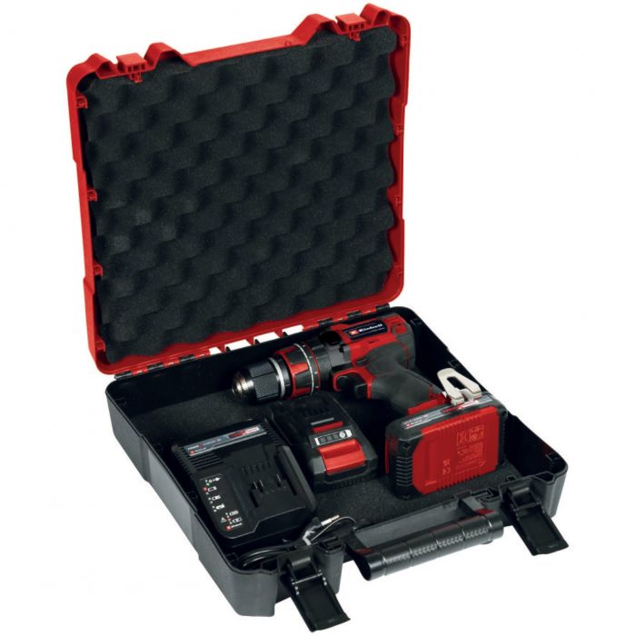 Шурупокрут-дриль ударний акумуляторний Einhell TP-CD 18/50 Li-i BL(2x2Ah), PXC, 18В, акумулятор 2 Аг - 2 шт, безщітковий, 50 Нм, кейс, 2.02 кг