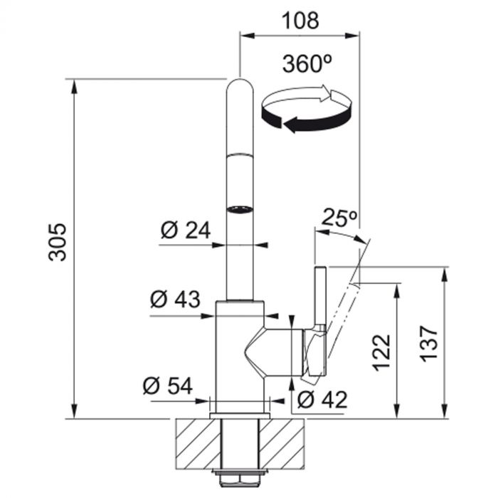 Змішувач для кухні Franke Lina U Pull Down, довж.виливу - 251мм, витяжний, поворотний, 1важіль, чорний матовий