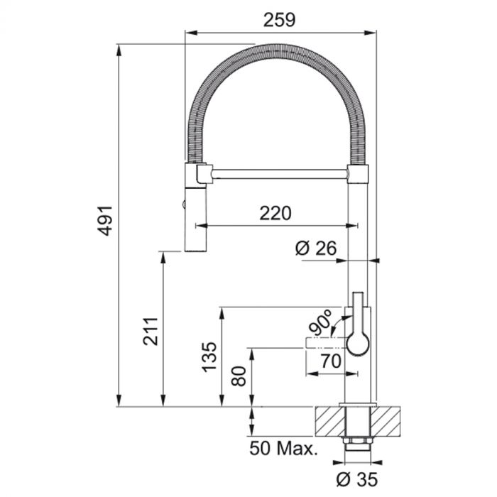 Змішувач для кухні Franke Maris Slim SemiPro, довж.виливу - 216мм, поворотний, 1+1фільтр+душ, хром