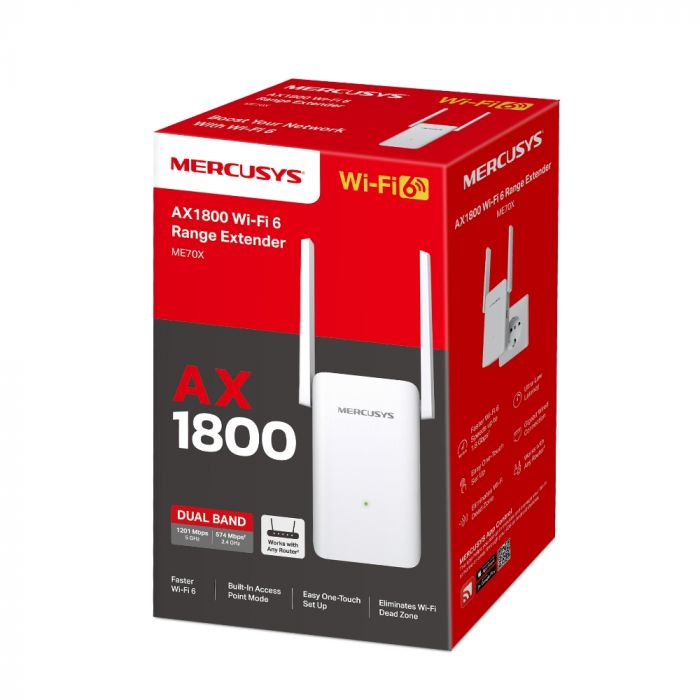 Розширювач покриття WiFi MERCUSYS ME70X AX1800, 1хGE LAN