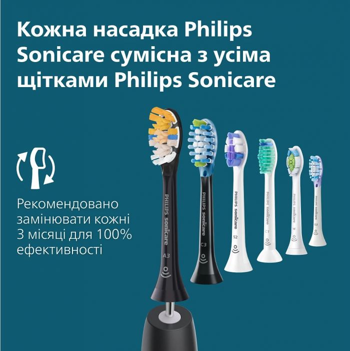 Щітка зубна електр. Philips, Sonicare 7100 Series, 62т. колив/хв, насадок-1, футляр, чорний