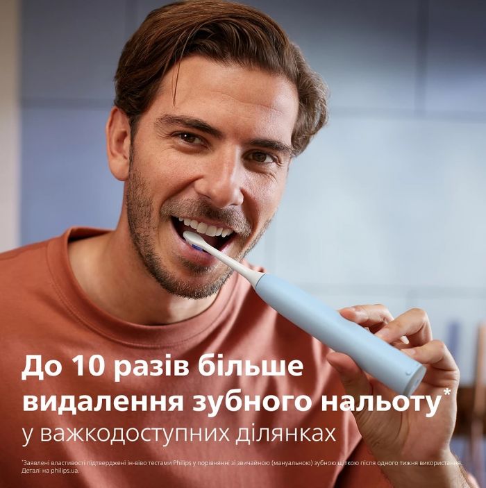 Щітка зубна електр. Philips, Sonicare 6100 Series, 62т. колив/хв, насадок-1, футляр, блакитний