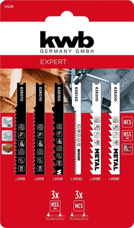 Полотно пиляльне для електролобзика KWB набір 6шт