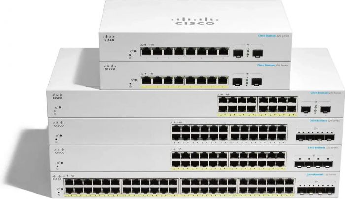 Комутатор Cisco CBS220 24xGE, PoE, 4x10G SFP+, Smart
