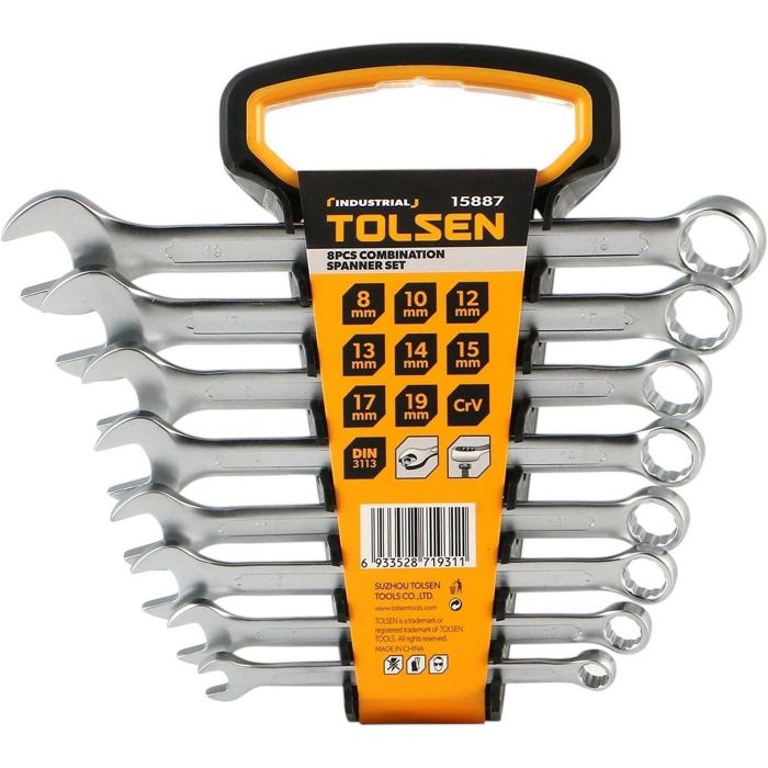 Ключі гайкові Tolsen Профі, набір 8шт, двосторонні, 8-19мм, CrV