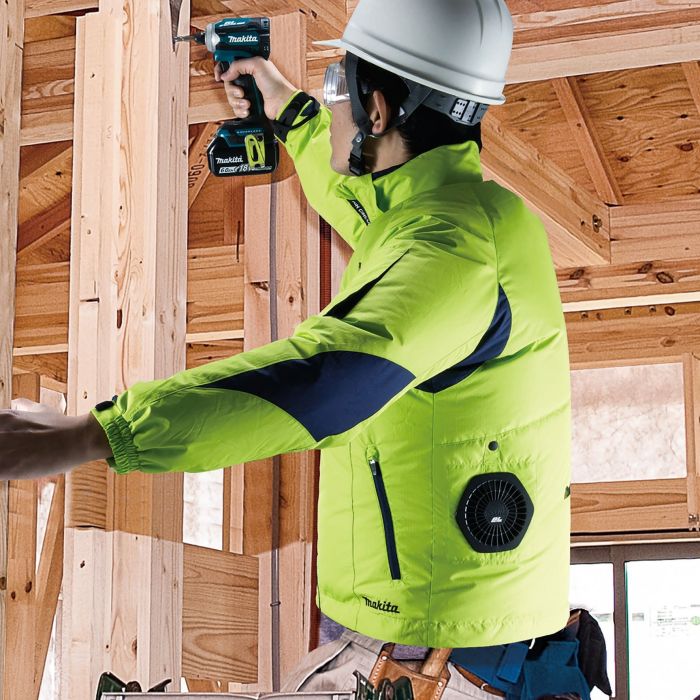 Куртка акумуляторна Makita LXT/CXT, 10.8-18В, з вентиляцією, поліестер, розміт L, зелений, 0.43кг