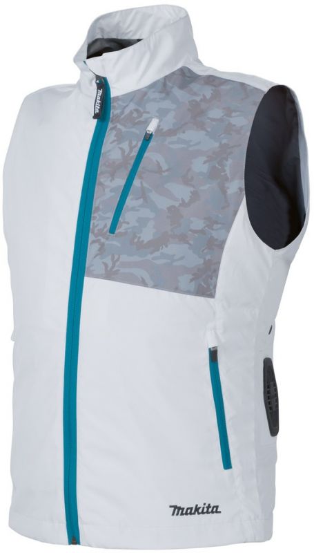 Жилет акумуляторний Makita LXT/CXT, 10.8-18В, з вентиляцією, поліестер, розміт L, білий, 0.38кг