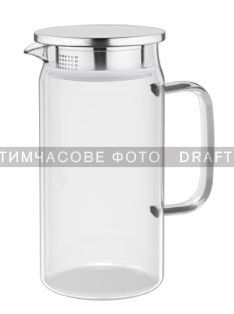 Глечик з кришкою Ardesto 1200мл, боросилікатне скло, нержавіюча сталь, прозорий