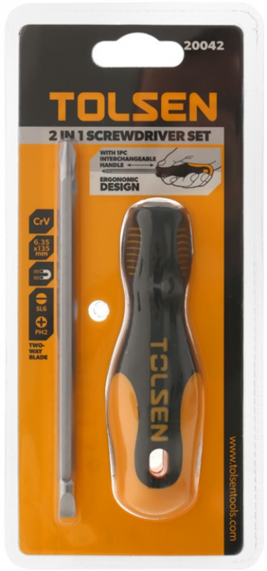 Викрутка Tolsen, РН2+SL6x1.2мм, сталь CrV
