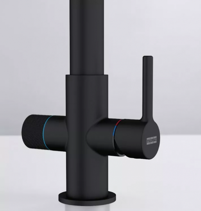 Змішувач для кухні Franke Lina L Clear Water 2.0, довж.виливу - 254 мм, поворотний, 1 важіль , чорний матовий