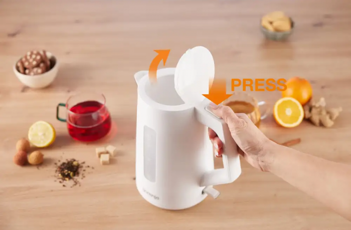 Електрочайник Gorenje 1.7л, Strix контроль, білий матовий