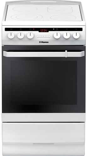 Плита Hansa електрична склокерамічна, 65л, 50x60см, дисплей, конвекція, білий