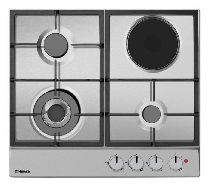 Варильна поверхня Hansa комбінована (3 газ + 1 електро), 59см, нерж