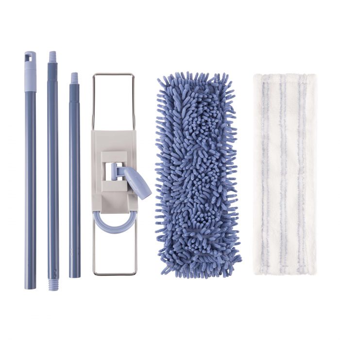 Швабра Ardesto Profe 40см з 3-секційною ручкою 130см та 2 змінні насадки, синій