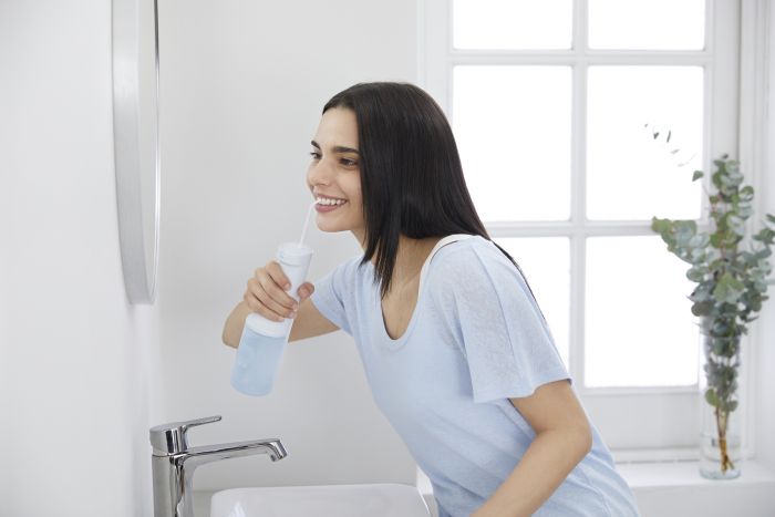 Іригатор Panasonic портативний, чаша 200 мл, Li-ion аккум. в компл., 2 насадки, світло блакитний