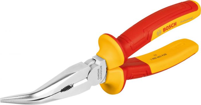 Плоскогубці з довгим носом зігнуті  Bosch Professional,  200 мм, (40°), VDE