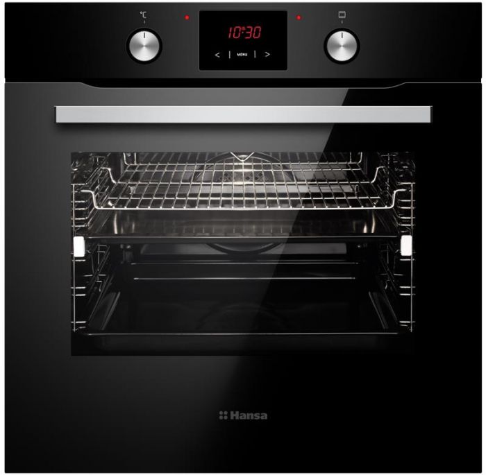 Духовка электр. Hansa, 60см, 77л, A,  гриль, емаль легкого очищення, диспл., чорний