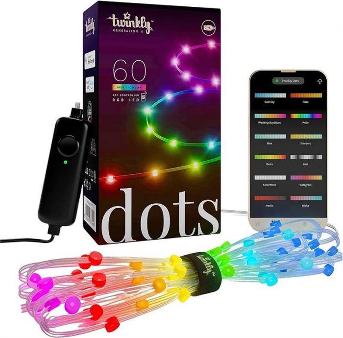 Гірлянда Smart LED Twinkly Dots Lights RGB 60 IP20 3м кабель прозорий без БЖ