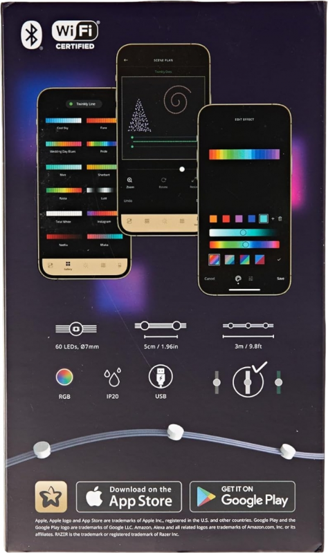 Гірлянда Smart LED Twinkly Dots Lights RGB 60 IP20 3м кабель прозорий без БЖ