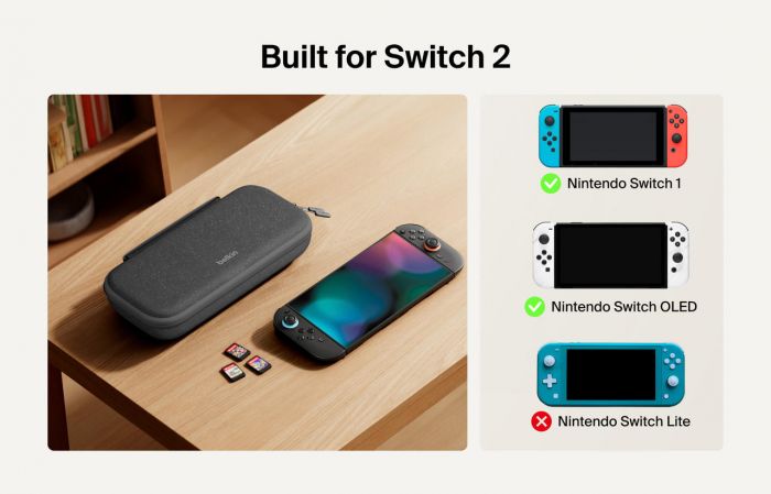 Чохол Belkin із акумулятором 10000мА·год для Nintendo Switch 2, Charcoal