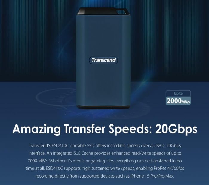 Портативний SSD Transcend 4TB USB 3.2 Gen 2 Type-C ESD410C