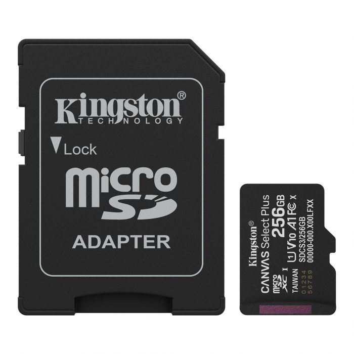 Карта пам'яті Kingston microSD  256GB C10 UHS-I A1 V10 R150MB/s + SD