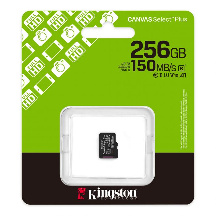 Карта пам'яті Kingston microSD  256GB C10 UHS-I A1 V10 R150MB/s