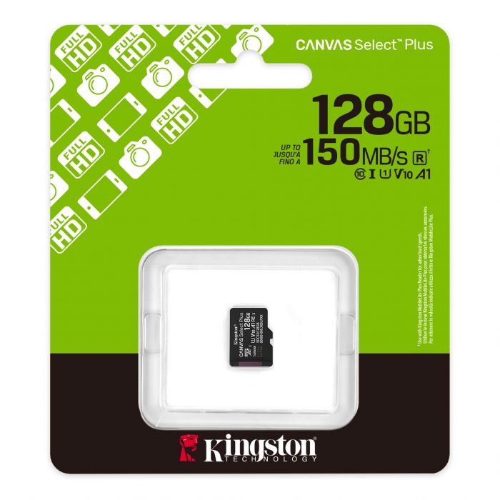 Карта пам'яті Kingston microSD  128GB C10 UHS-I A1 V10 R150MB/s