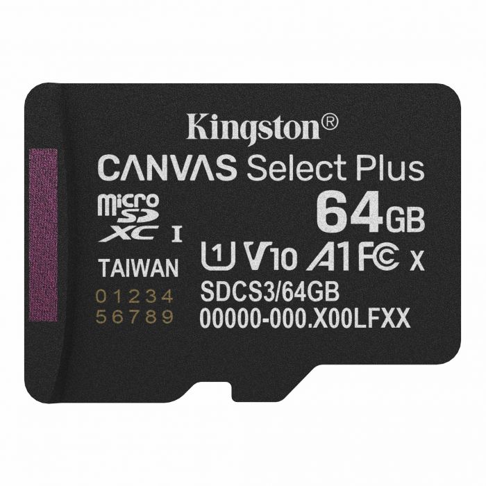 Карта пам'яті Kingston microSD   64GB C10 UHS-I A1 V10 R100MB/s