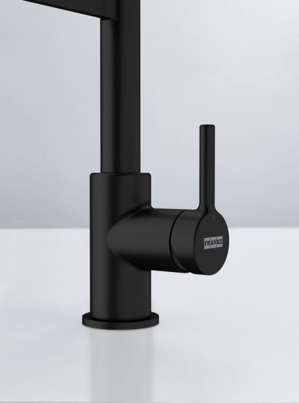 Змішувач для кухні Franke Lina L Shape, довж.виливу - 218мм, душ, поворотний, 1важіль, чорний матовий