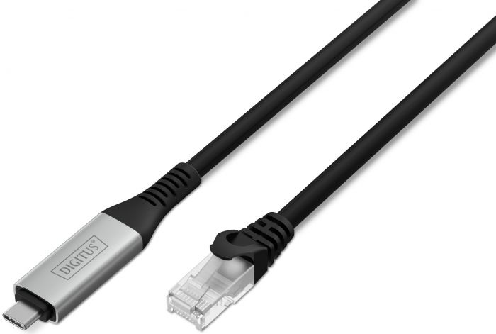 Кабель DIGITUS Ethernet USB-C - RJ45 CAT 6A S/FTP, 1 Gbit/s, 2m, LSZH