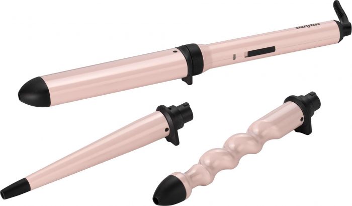 Мультистайлер Babyliss Curl & Wave Trio Styler, 58Вт, темп.режимов-2, 180°C, 210°C , термо килимок, рукавиця, кераміка, чорно-рожевий