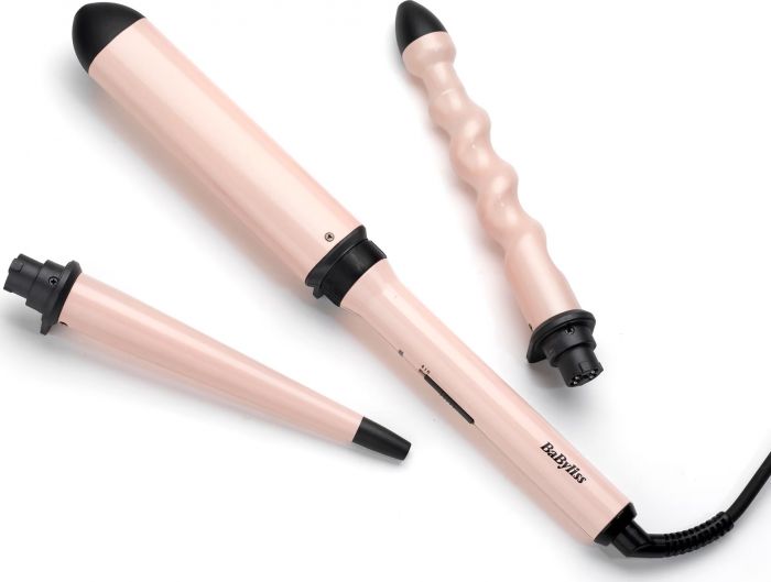 Мультистайлер Babyliss Curl & Wave Trio Styler, 58Вт, темп.режимов-2, 180°C, 210°C , термо килимок, рукавиця, кераміка, чорно-рожевий