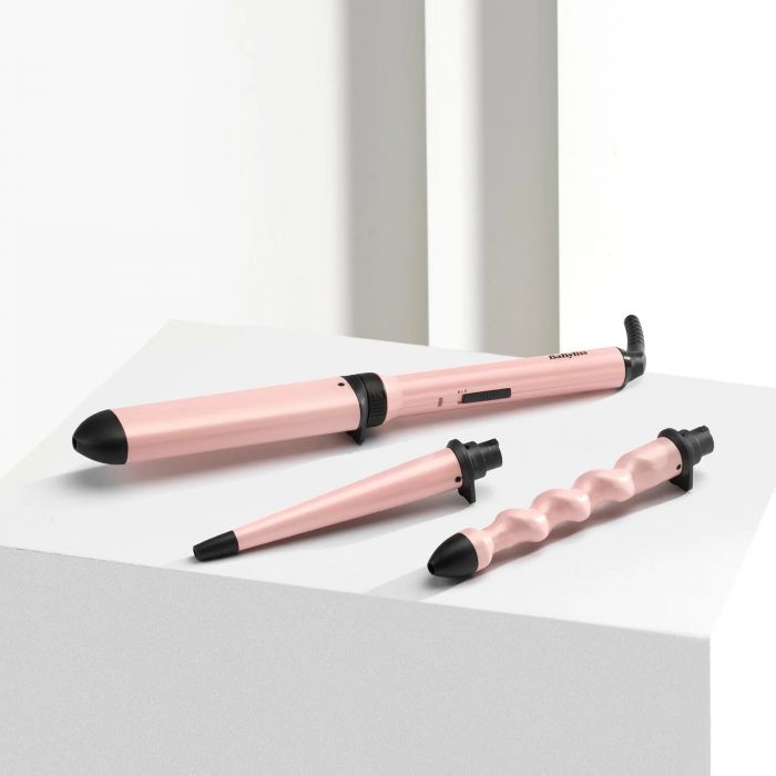 Мультистайлер Babyliss Curl & Wave Trio Styler, 58Вт, темп.режимов-2, 180°C, 210°C , термо килимок, рукавиця, кераміка, чорно-рожевий