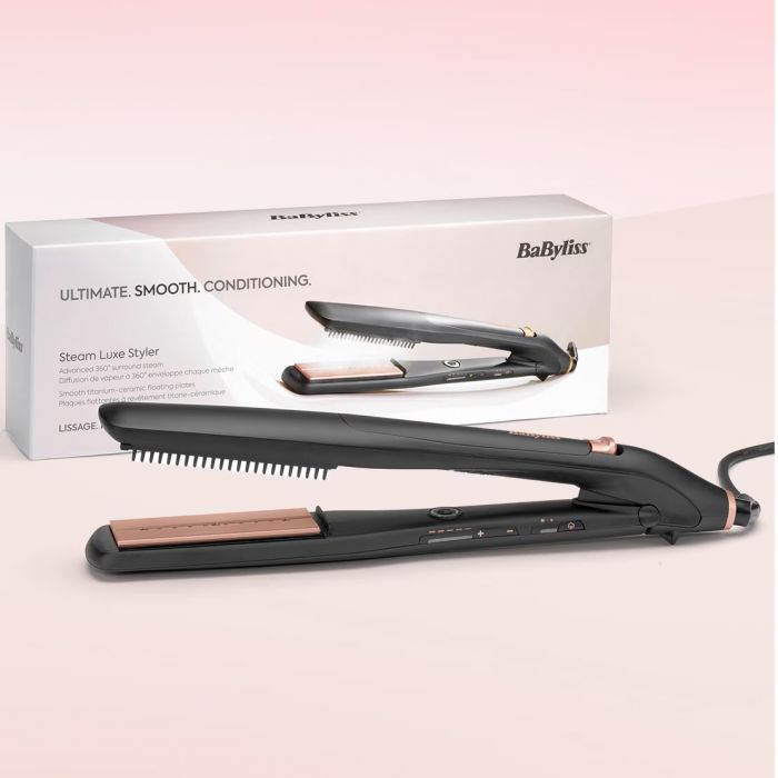 Випрямляч Babyliss Steam Lux Styler, 56Вт, темп.режимов-5, 170-210 °C, термо килимок, кераміка, чорний