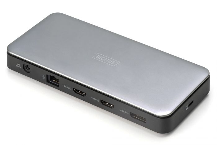 Док-станція DIGITUS USB-C > 2xHDMI/DP/2xUSB-A/USB-C/SD/MicroSD/RJ54/DC/Audio