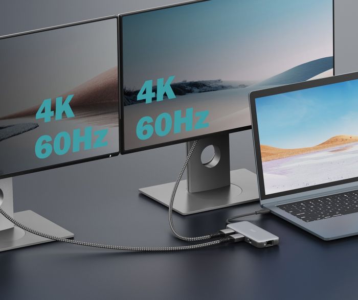 Док-станція DIGITUS USB-C > 2xHDMI/2xUSB-A/USB-C/SD/MicroSD/RJ54