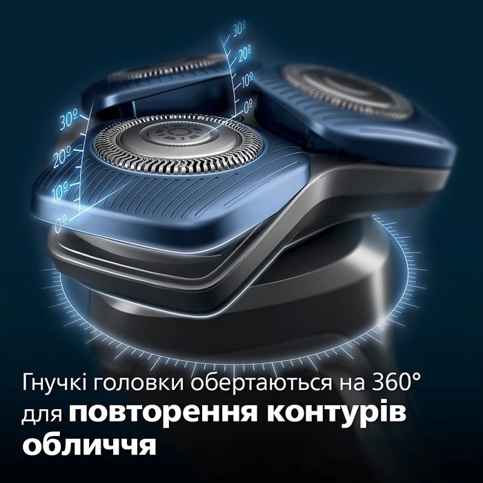 Бритва електр. Philips роторна Series 7000 SkinIQ,  бритв.головок-4, Li-Ion, сух.+волог., індикатор заряду, тример, чохол, чорний