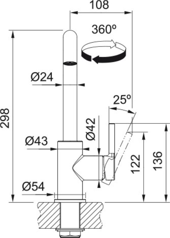 Змішувач для кухні Franke Lina U, довж.виливу - 211мм, поворотний, 1важіль, чорний матовий