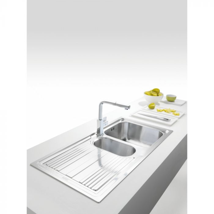 Мийка кухонна Franke Logica, нерж.сталь, прямокутник, з крилом, 1000х500х180мм, чаша - 1,5, врізна, line LLL 651, нерж декор