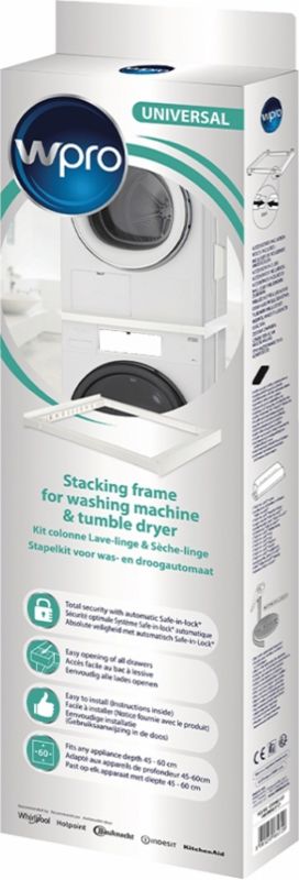 Комплект монтажний Whirlpool для з'єднання пральної машини з сушильною машиною, 45-60см, білий