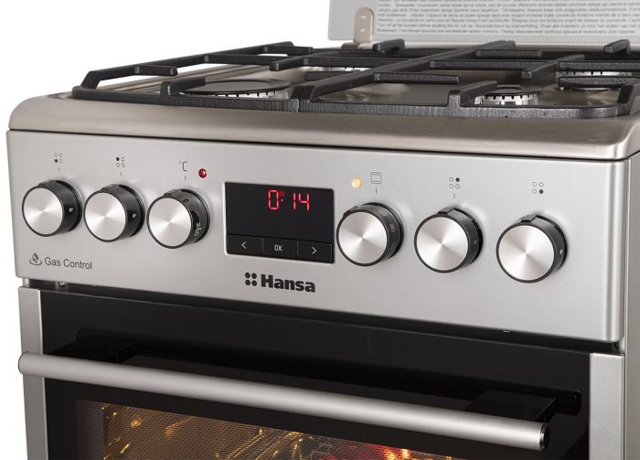 Плита Hansa комбінована, 62л, 50x60см, дисплей, конвекція, чавун, нерж