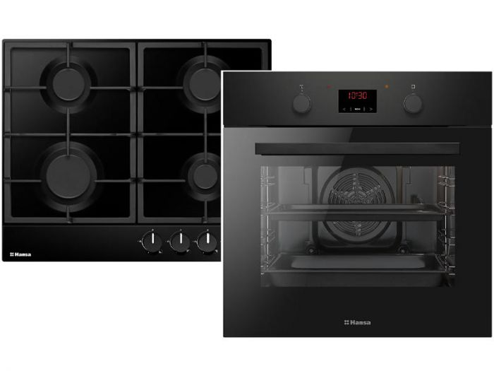 Комплект Hansa (духовка електрична + емальована газова поверхня), чорний