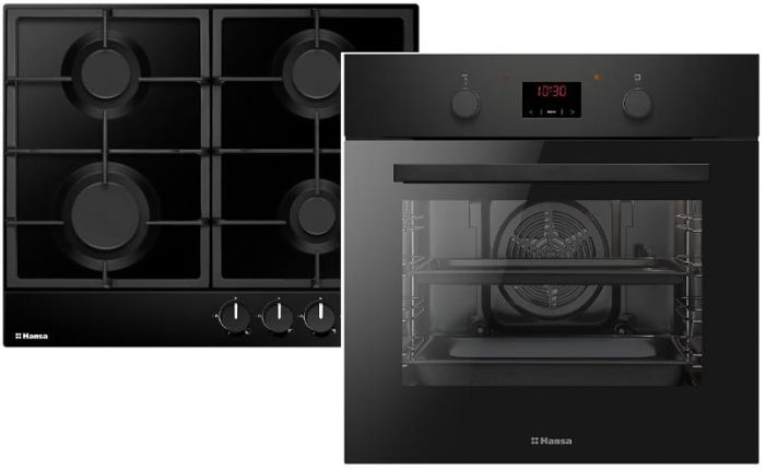 Комплект Hansa (духовка електрична + емальована газова поверхня), чорний