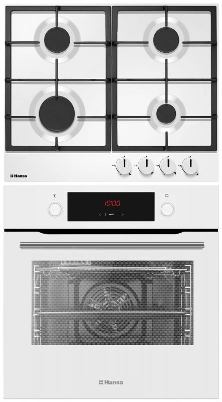 Комплект Hansa (духовка електрична + емальована газова поверхня), білий
