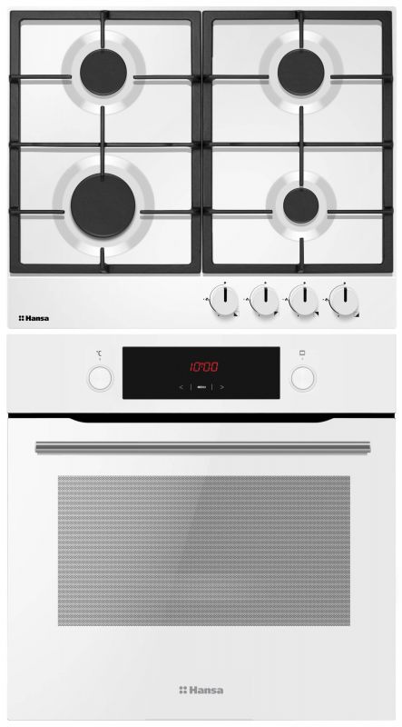 Комплект Hansa (духовка електрична + емальована газова поверхня), білий