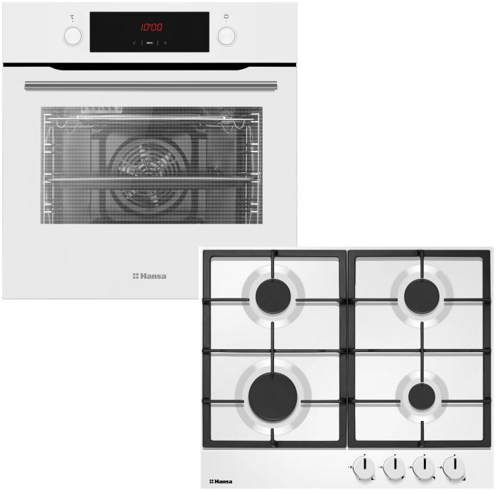 Комплект Hansa (духовка електрична + емальована газова поверхня), білий