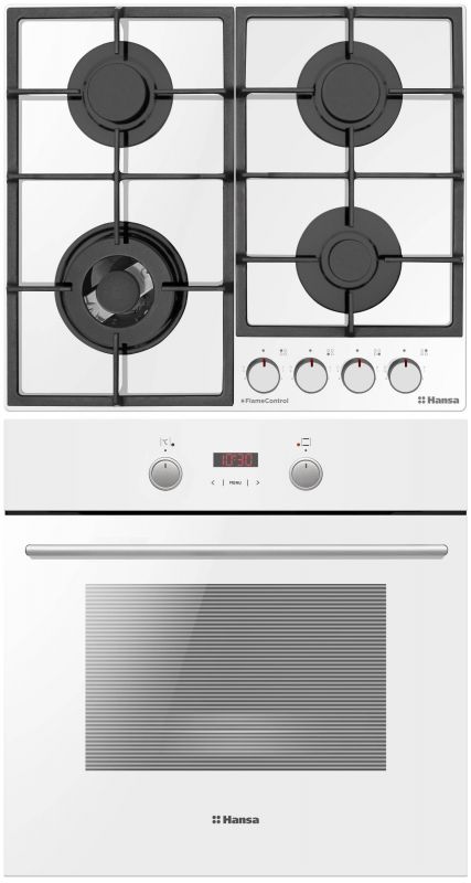 Комплект Hansa (духовка електрична + поверхня газ на склі), білий